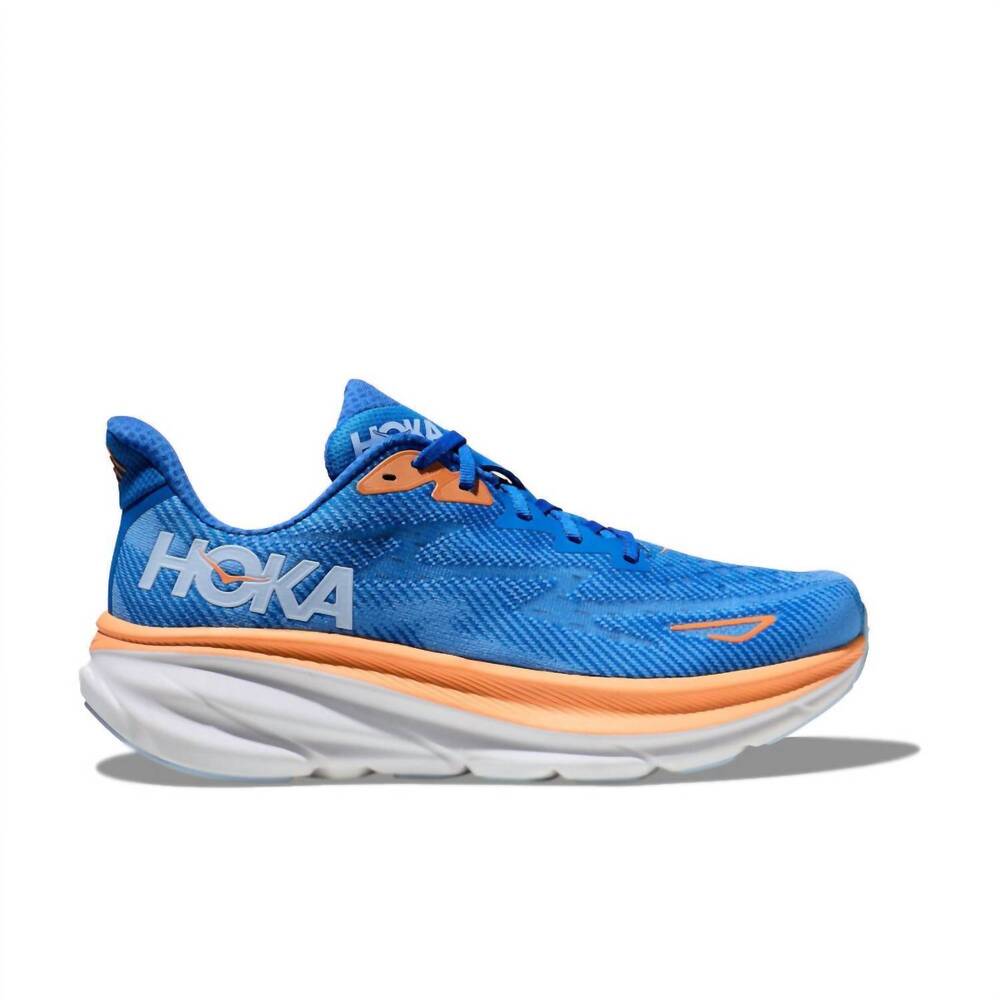 NEW HOKA men's clifton 9 running shoes in coastal sky/all aboard